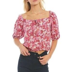 Sanctuary Floral Print Blouse Womens Large  Eleventh Hour Short Sleeve Shirt